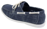 Mens Retro Denim Style Vintage Deck Boat Shoes Smart Casual Laced Navy Washed