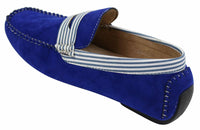 Mens Suede Deck Boat Shoes Stripe Slip On Summer Smart Casual Italian