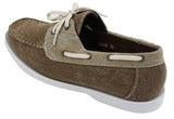 Mens Denim Canvas Retro Laced Moccasin Boat Deck Shoes Washed Navy Beige