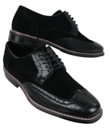 Mens Black Brown Suede & Snake Leather Brogues Shoes Gatsby Vintage
