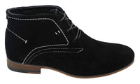 Mens Casual Suede Look Desert Ankle Boots Brown Black Navy Blue Leather Lined