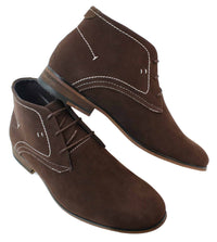 Mens Casual Suede Look Desert Ankle Boots Brown Black Navy Blue Leather Lined