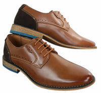 Galax GH3117 Mens Laced Smart Casual Formal Shoes Classic Tan Brown Black Leather Suede