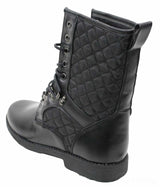 Mens Black Leather Lined Italian Boots Laced Casual Diamond Design