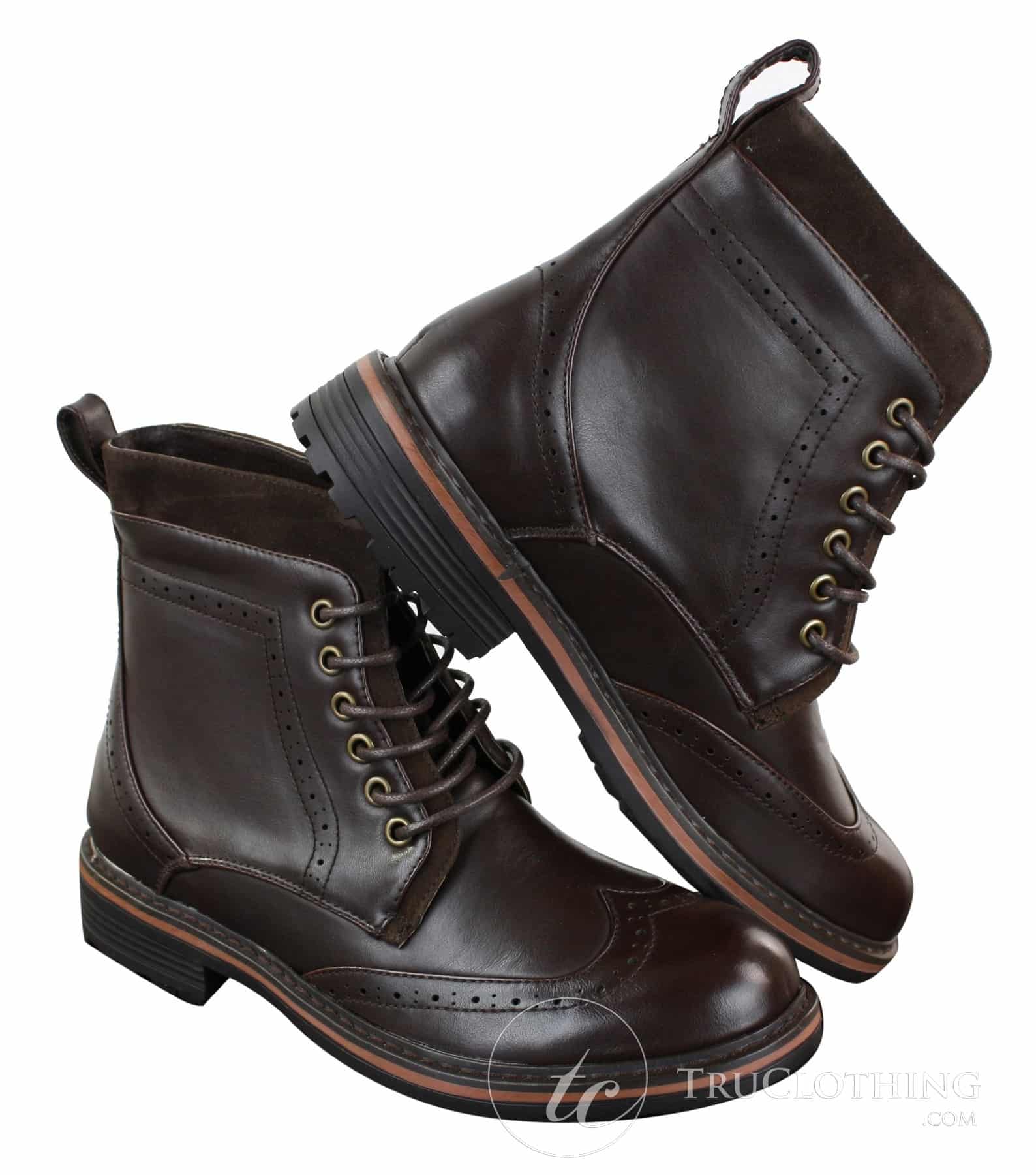 Galax GLX3521 Mens Brown Black Brogues Ankle Boots Leather Suede Laced Cowboy Smart Casual