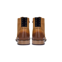 Mens Real Leather Vintage Boots Brogues 1920s Suede Tweed Laced Shoes Smart Formal