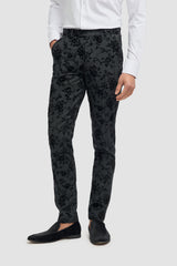 Georgi - Pantaloni negri cu imprimeu floral pentru bărbați