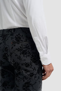 Georgi - Pantaloni negri cu imprimeu floral pentru bărbați