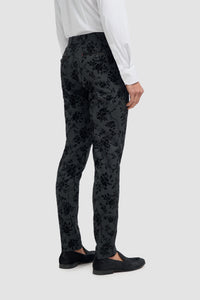 Georgi - Pantaloni negri cu imprimeu floral pentru bărbați