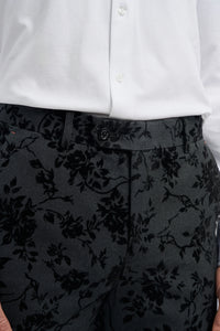 Costum bărbătesc negru din 3 piese din catifea Paisley