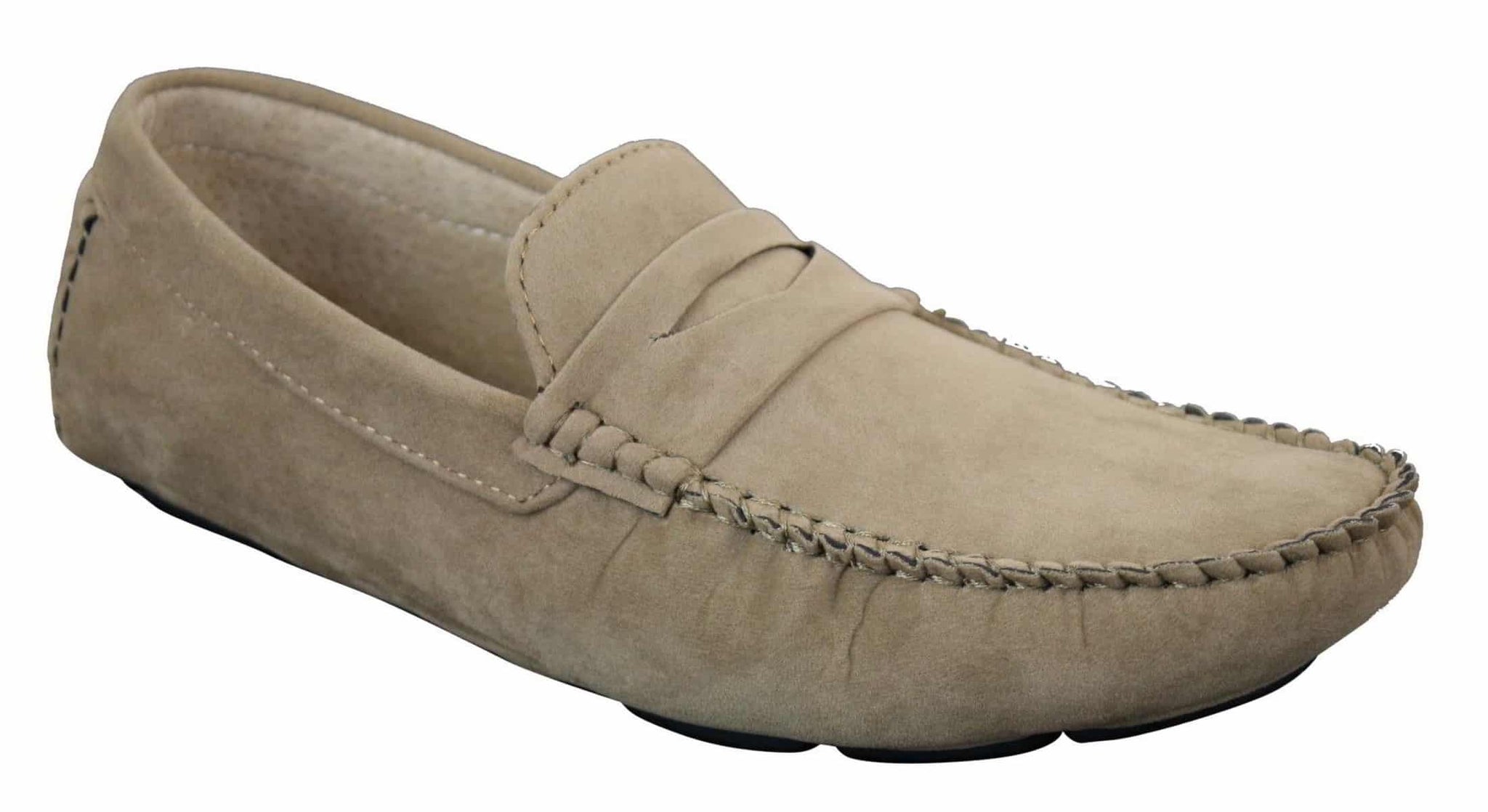 Mens Slip On Suede Leather Shoes Moccasin Loafers Smart Casual Brown Beige