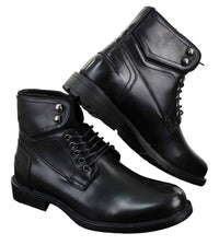 Mens Laced Military Army Casual Ankle Boots Leather Boots Black Brown