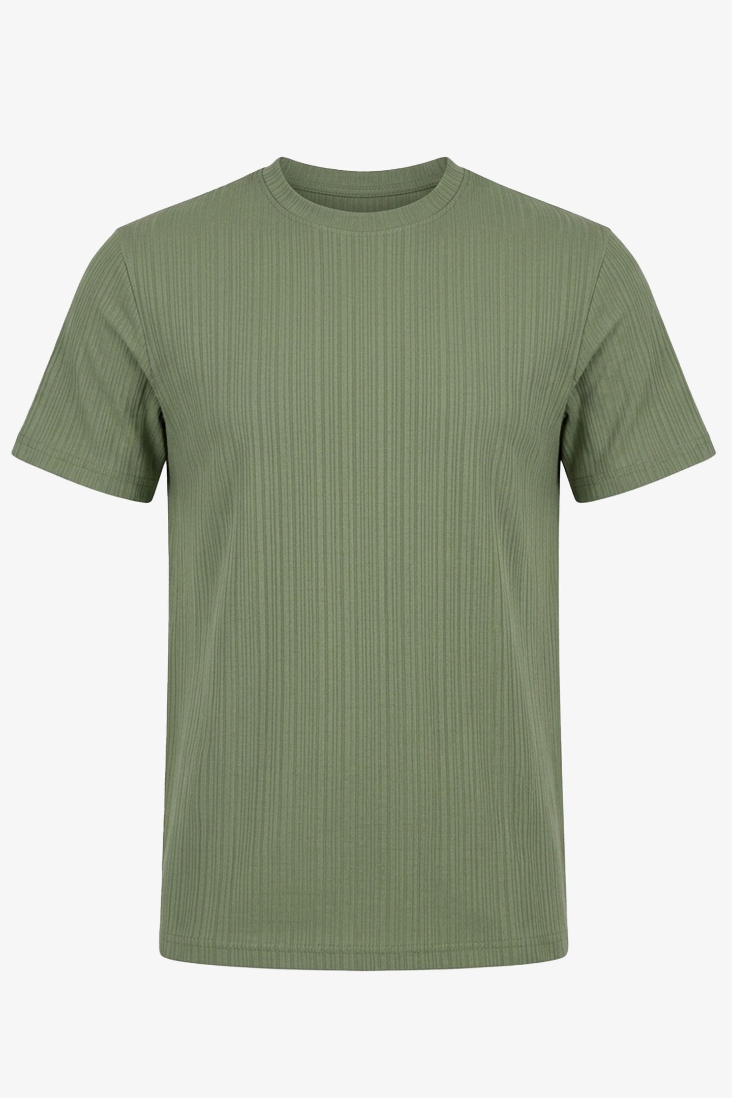 Tricou clasic verde cu nervuri pentru bărbați