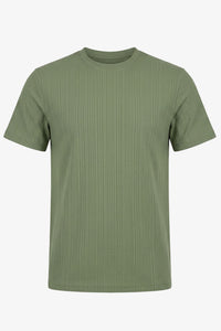 Tricou clasic verde cu nervuri pentru bărbați