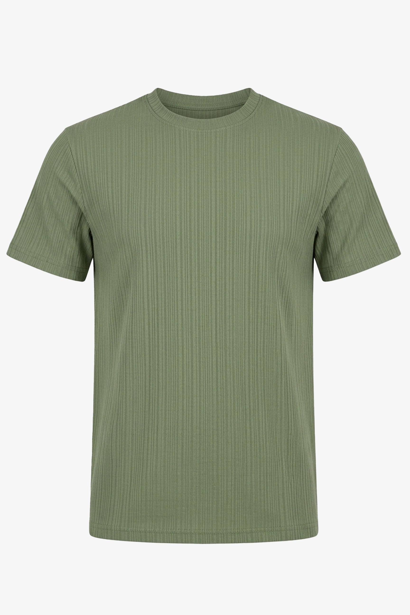 Tricou clasic verde cu nervuri pentru bărbați
