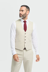 Hampton - Costum bărbătesc bej din 3 piese