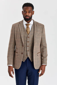 Costum Harris Brown Tweed cu pantaloni contrastanți Mayfair Bleumarin