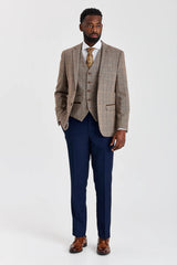 Costum Harris Brown Tweed cu pantaloni contrastanți Mayfair Bleumarin