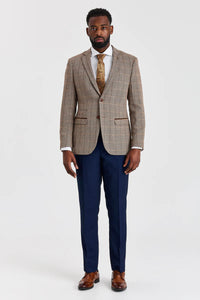 Costum Harris Brown Tweed cu pantaloni contrastanți Mayfair Bleumarin