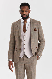 Costum Harris Brown Tweed cu vestă Mayfair Stone