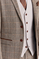 Costum Harris Brown Tweed cu vestă Mayfair Stone