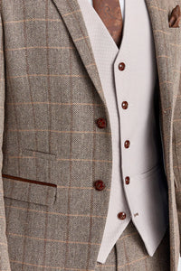 Costum Harris Brown Tweed cu vestă Mayfair Stone