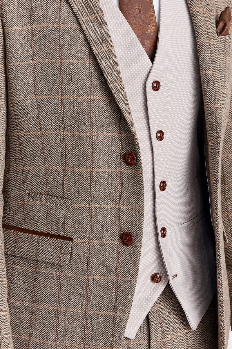 Costum Harris Brown Tweed cu vestă Mayfair Stone