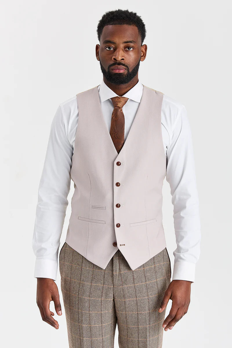 Costum Harris Brown Tweed cu vestă Mayfair Stone