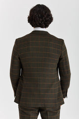 Harris - Sacou verde din tweed cu model herringbone în carouri