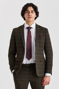 Harris - Sacou verde din tweed cu model herringbone în carouri