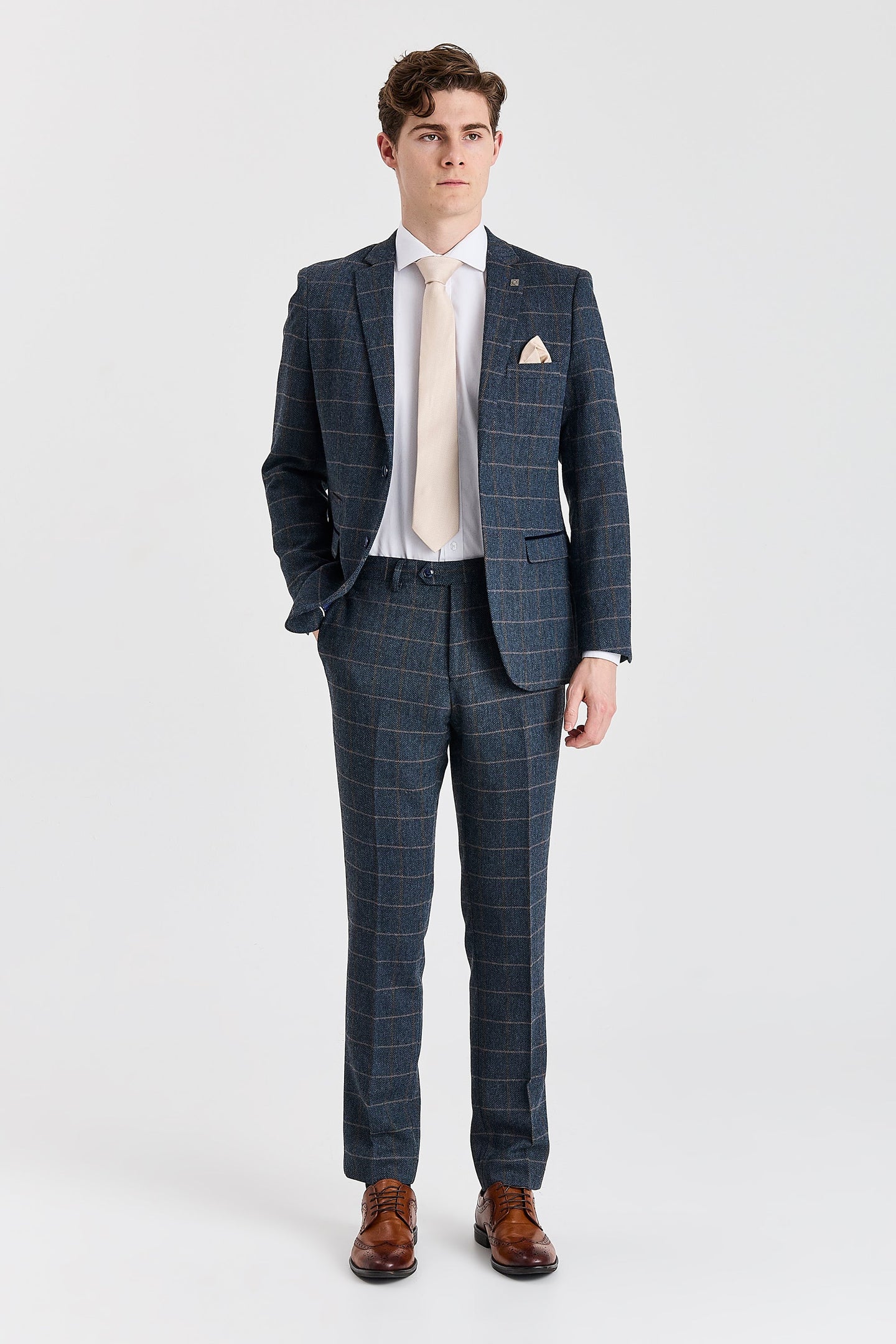 Harris - Sacou bărbătesc bleumarin din amestec de lână și tweed