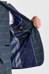 Harris - Costum bărbătesc bleumarin din 3 piese din amestec de lână și tweed