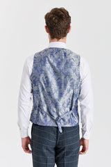 Vestă Harris - Vestă bărbătească din amestec de lână și tweed bleumarin