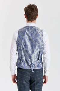 Vestă Harris - Vestă bărbătească din amestec de lână și tweed bleumarin