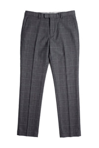 Hobbs - Pantaloni gri în carouri pentru bărbați, stil vintage retro, stil elegant pentru nuntă