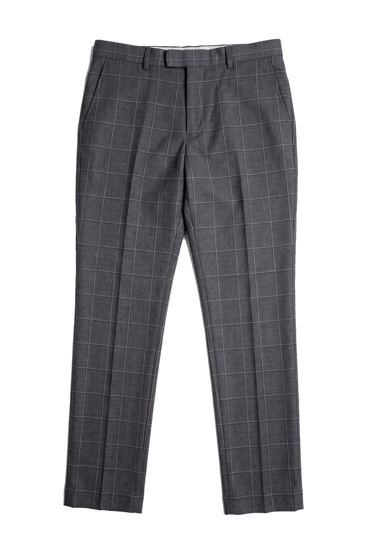 Hobbs - Pantaloni gri în carouri pentru bărbați, stil vintage retro, stil elegant pentru nuntă