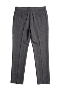 Hobbs - Pantaloni gri în carouri pentru bărbați, stil vintage retro, stil elegant pentru nuntă