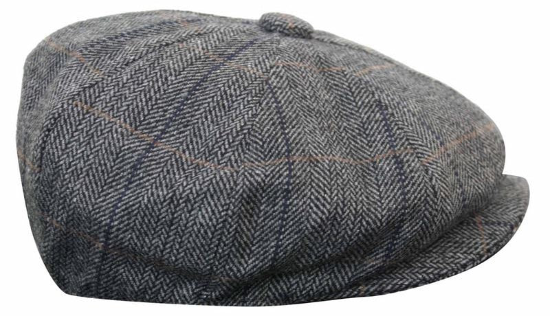 Mens Tweed Check Peaky Blinders Cap