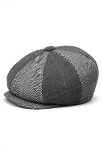 HT6325 - Pălărie Newsboy bărbătească cu 8 panouri, model herringbone, model mixt din tweed
