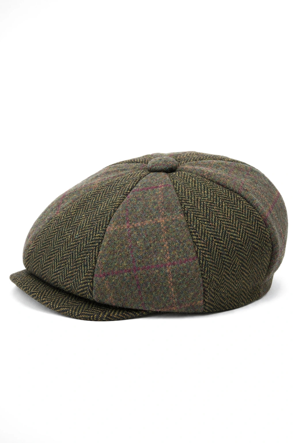 HT6325 - Pălărie Newsboy bărbătească cu 8 panouri, model herringbone, model mixt din tweed