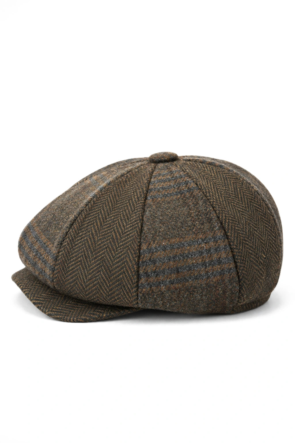 HT6325 - Pălărie Newsboy bărbătească cu 8 panouri, model herringbone, model mixt din tweed