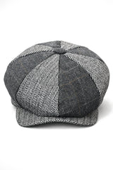 HT6325 - Pălărie Newsboy bărbătească cu 8 panouri, model herringbone, model mixt din tweed