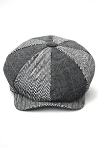 HT6325 - Pălărie Newsboy bărbătească cu 8 panouri, model herringbone, model mixt din tweed