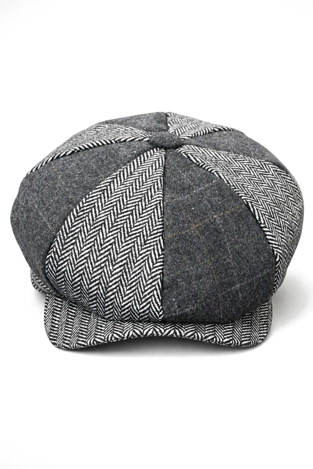 HT6325 - Pălărie Newsboy bărbătească cu 8 panouri, model herringbone, model mixt din tweed
