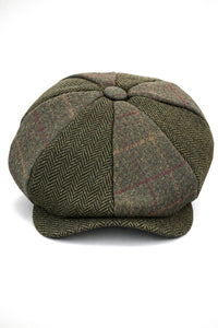 HT6325 - Pălărie Newsboy bărbătească cu 8 panouri, model herringbone, model mixt din tweed