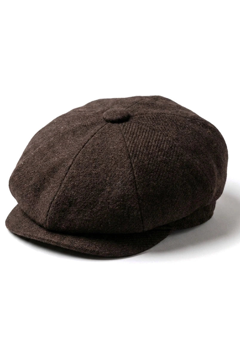 HT6363 - Șapcă vintage bărbătească din tweed Newsboy cu imprimeu Peaky Blinders - Maro/Vinușiu