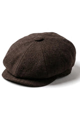 HT6363 - Șapcă vintage bărbătească din tweed Newsboy cu imprimeu Peaky Blinders - Maro/Vinușiu
