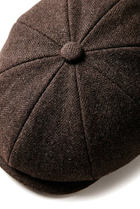 HT6363 - Șapcă vintage bărbătească din tweed Newsboy cu imprimeu Peaky Blinders - Maro/Vinușiu