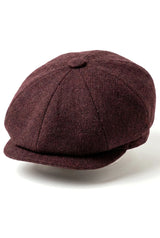 HT6363 - Șapcă vintage bărbătească din tweed Newsboy cu imprimeu Peaky Blinders - Maro/Vinușiu