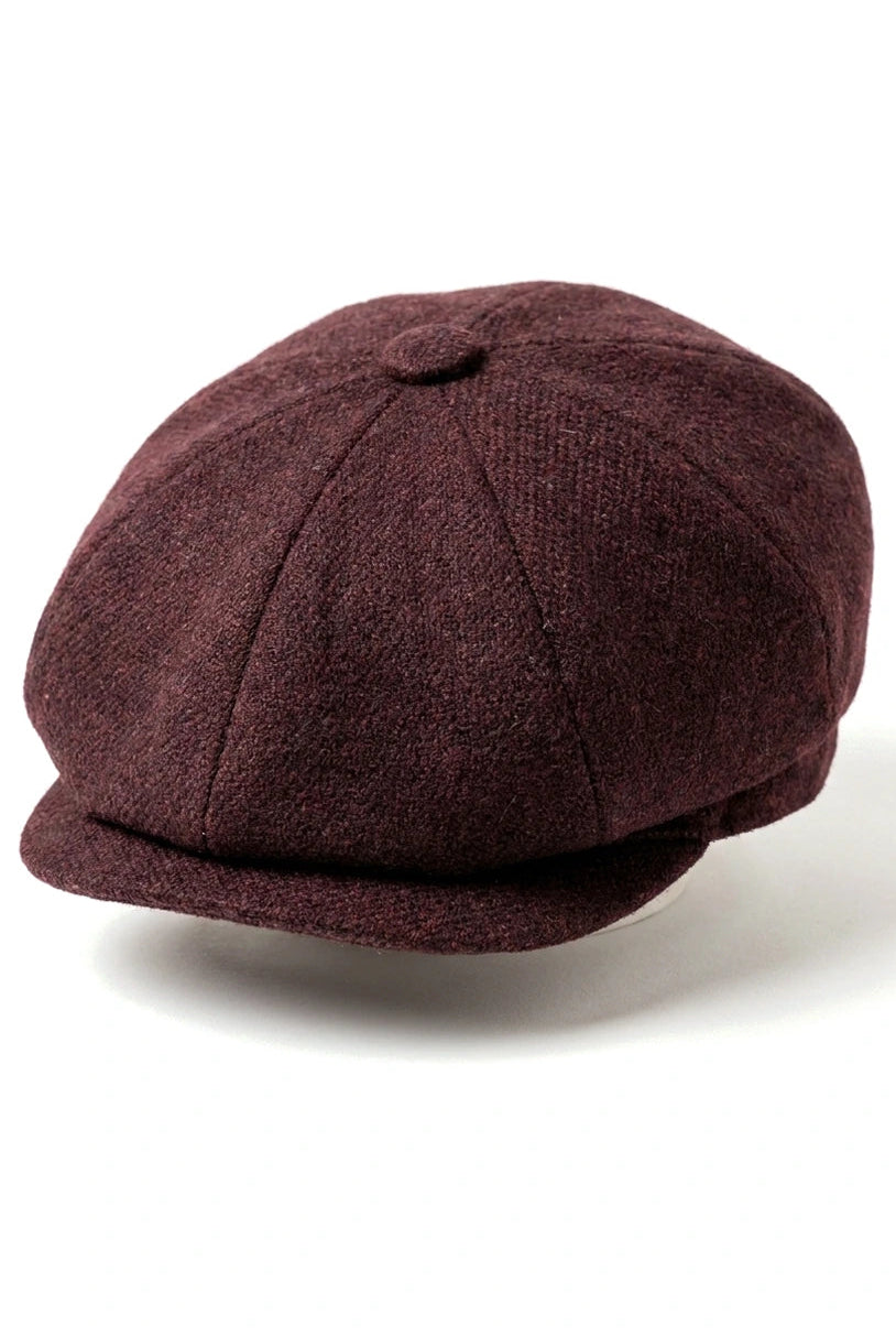 HT6363 - Șapcă vintage bărbătească din tweed Newsboy cu imprimeu Peaky Blinders - Maro/Vinușiu